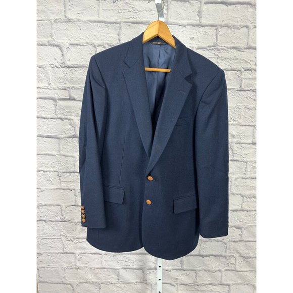 Imperial‎ by Haggar Navy Blue Two Buttons 100% Pure Wool Sport Coat Blazer Sz 42 - Picture 1 of 6